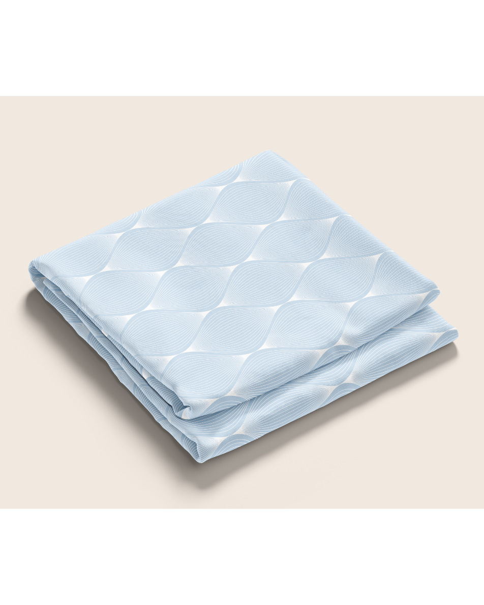 Rippled Sky 300TC Satin Cotton Bedsheet in Blue