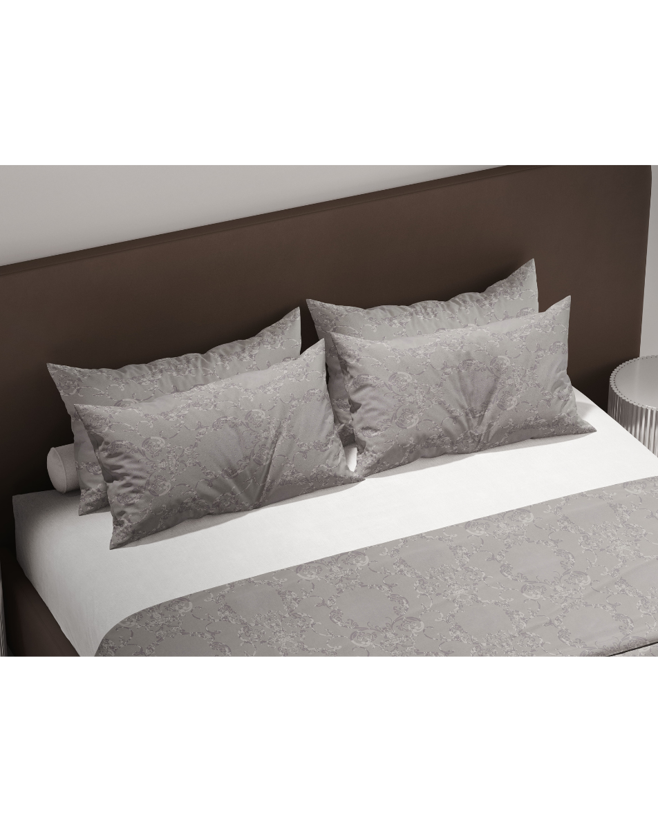 Midnight Sigil 300TC Satin Cotton Bedsheet in Violet Grey
