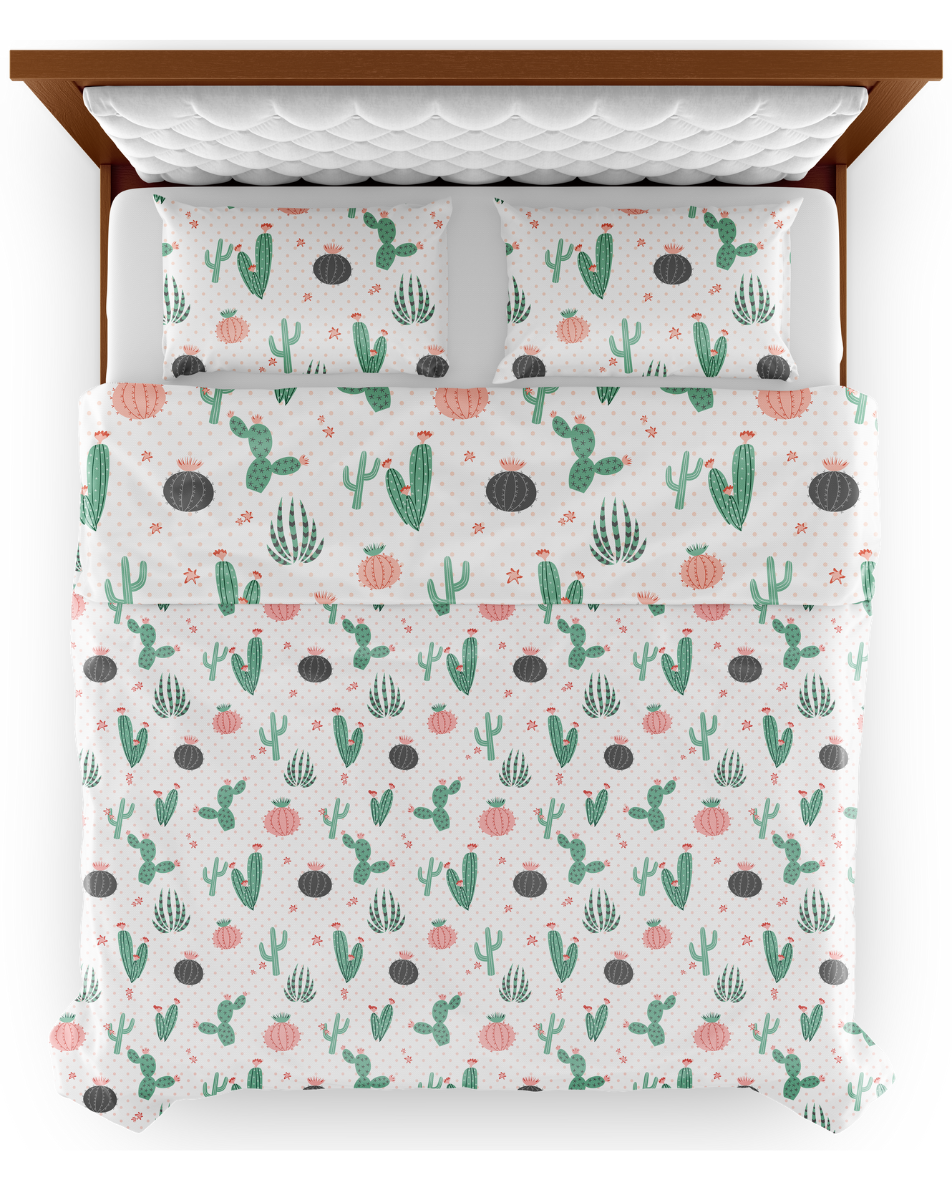 Cacti 300TC Satin Cotton Bedsheet in Green