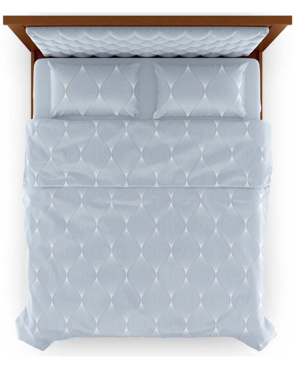 Rippled Sky 300TC Satin Cotton Bedsheet in Blue