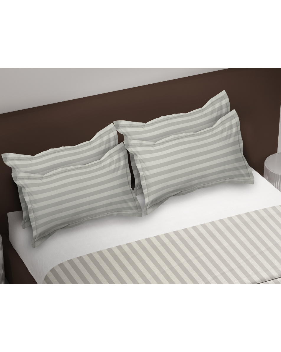 Monochrome Memoir 300TC Satin Stripe Bedsheet in Grey