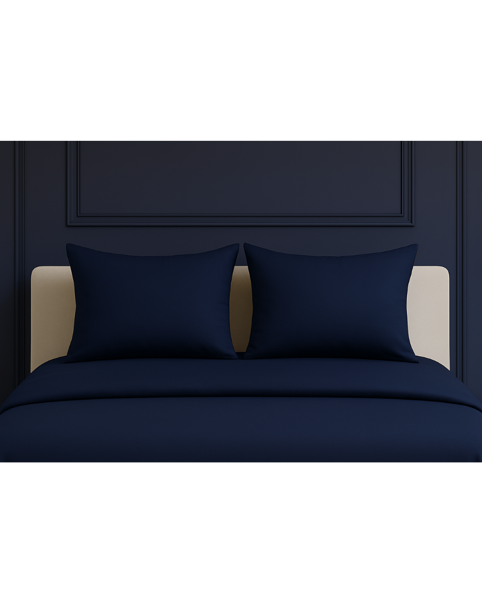 Cosmic Dream 300TC Satin Cotton Bedsheet in Navy Blue